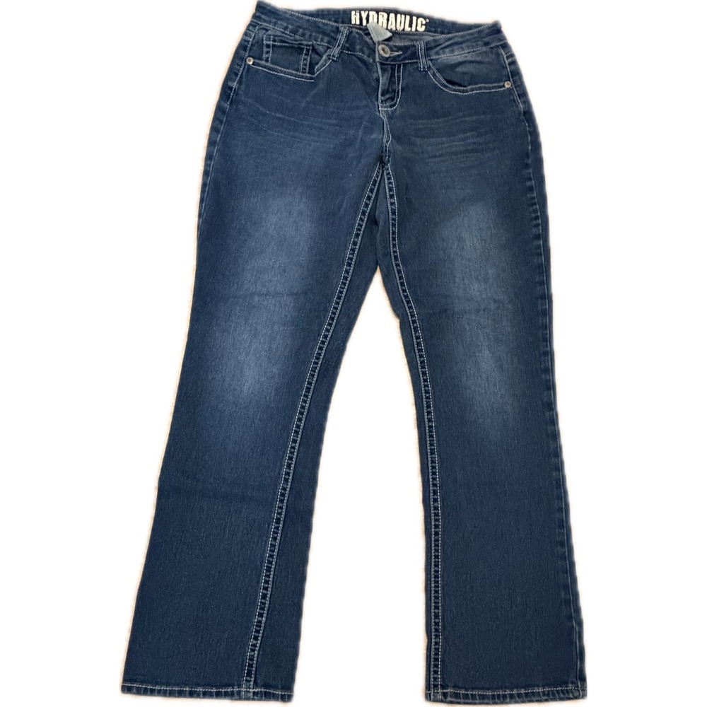 Hydraulic Womens Bootcut Jeans Dark Wash Embroidered Flap Pocket Denim Size 10